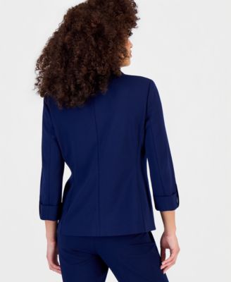 Petite Roll-Tab-Sleeve One-Button Blazer