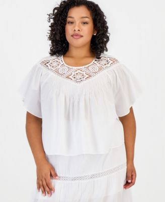 Trendy Plus Size Cotton Crocheted Top