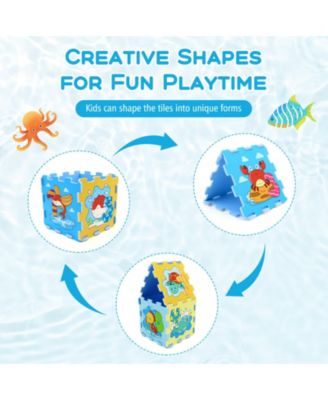 8-Piece Educational Interlocking Baby Play Mat with Animals and Numbers