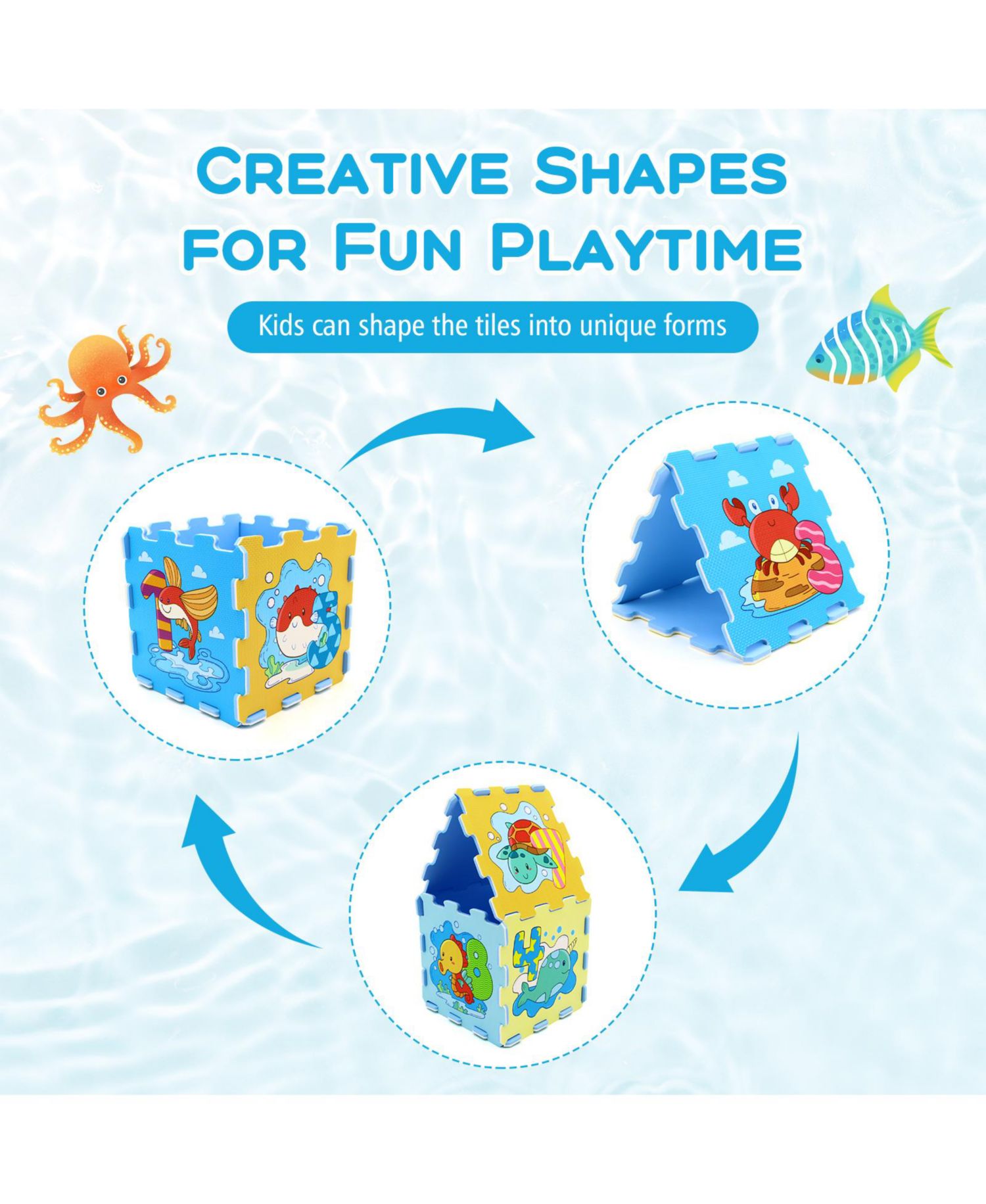 8-Piece Educational Interlocking Baby Play Mat with Animals and Numbers