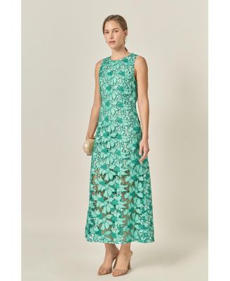 Women's Floral Embroidered Midi Dress