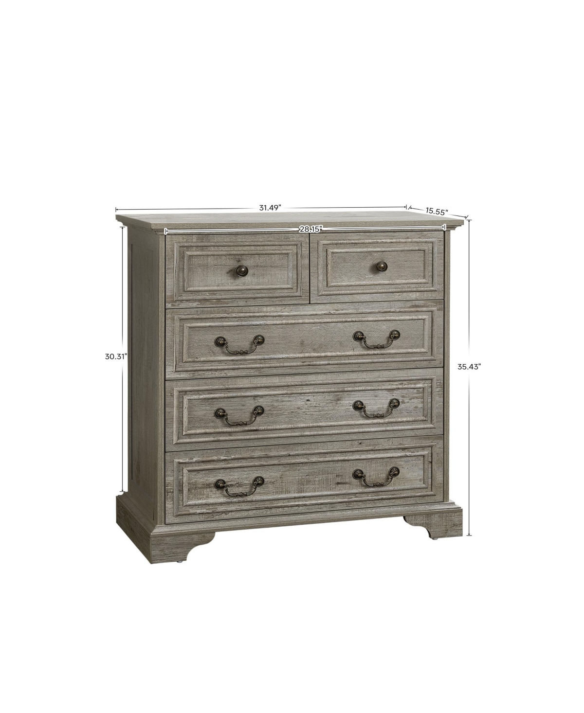 Clihome Modern 5-Drawer Dresser for Bedroom - Ample Storage Wide Chest of Drawers, Sturdy & Safe