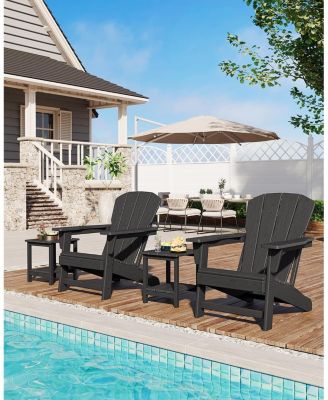 Modern HDPE Plastic Adirondack Chair Set of 4 - Oversize 380 LB Poly Lumber Weather Resistant Firepit Chair - Outdoor Patio Chairs