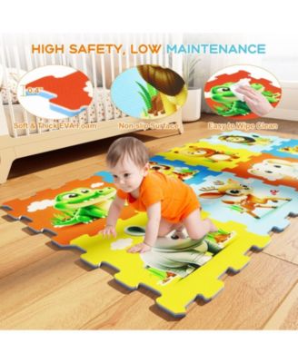 8 Pieces Educational Animal Foam Play Mat for Babies