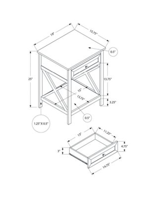 Antique Veneer Nightstand, 2-Tier Bedside Table with Drawer and Bottom Shelf, X-Pattern Design for Living Room, Bedroom