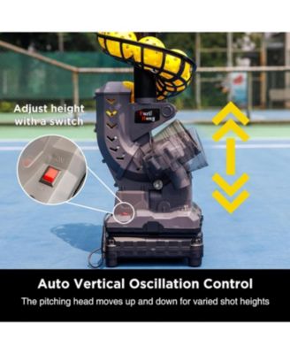 Automatic Pickleball Machine with Oscillating Base, Adjustable Speed, Battery or AC Power, and Tripod Compatibility for All Skill Levels