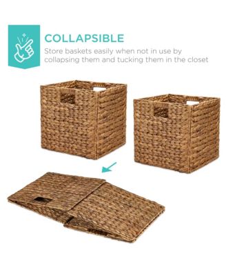 13x13in Hyacinth Storage Baskets, Set of 5 Multipurpose Collapsible Organizers