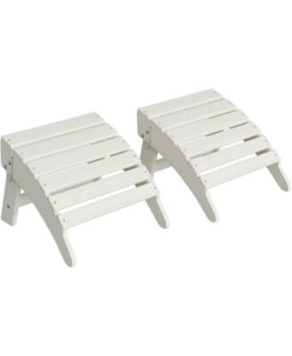 Folding Adirondack Ottoman Set of 2 - HDPE All-Weather Outdoor Footrests for Patio, Deck, Lawn, Poolside - Weather-Resistant