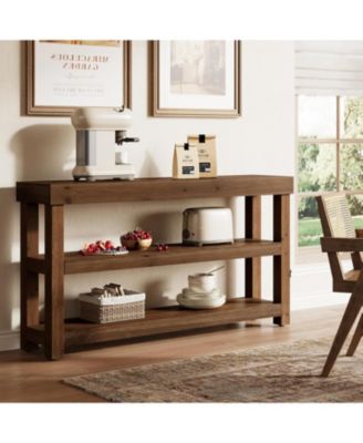 63-Inch Solid Wood Entry Console Table,arrow Sofa Table Behind The Couch, Entryway Furniture with Storage Shelves