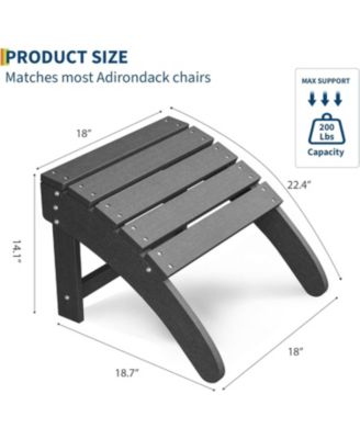 HDPE Adirondack Ottoman Foot Rest, Weather Resistant Outdoor Footstool for Adirondack Chair