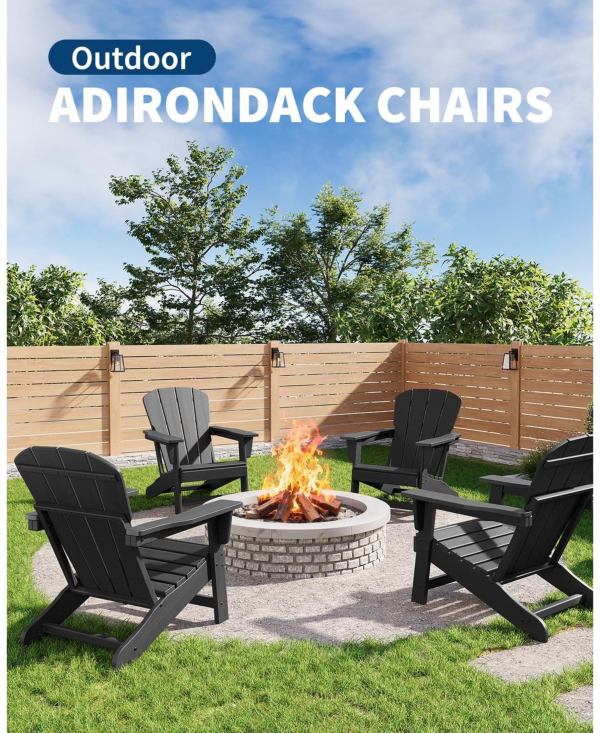 gaomon Modern Hdpe Plastic Adirondack Chair Set of 2