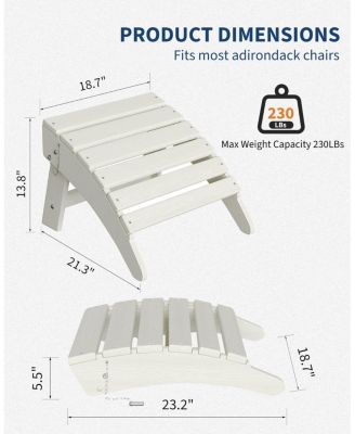 Folding Adirondack Ottoman - HDPE All-Weather Durable Outdoor Footrest