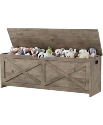 47.2" Wooden Storage Chest with Safety Hinges - Easy Assembly Toy Bench for Entryway & Living Room