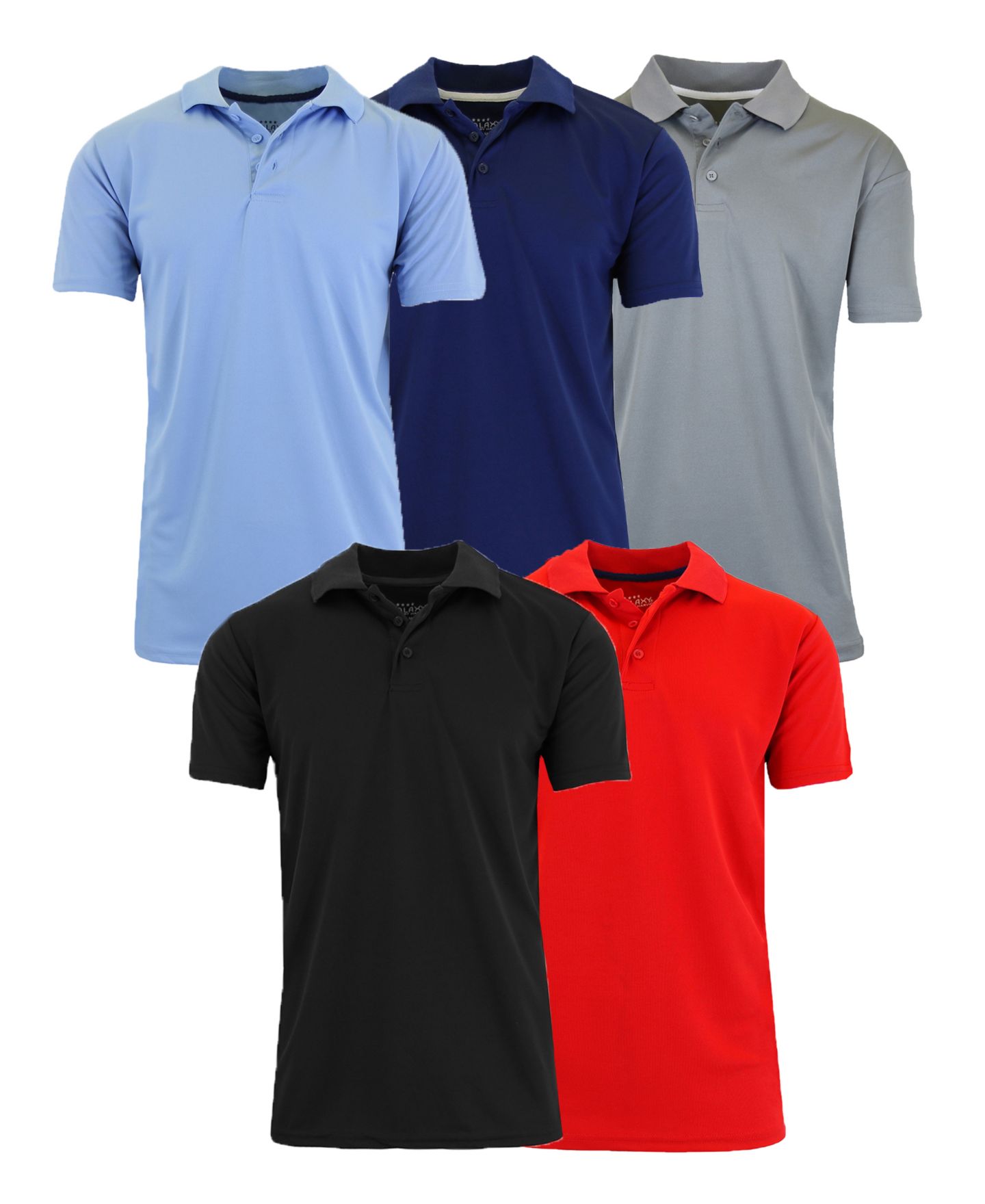 Мужские поло Galaxy By Harvic Dry Fit Moisture-Wicking Polo Shirt, 5-Pack, цвет: Синий / Тёмно-синий — фото 1