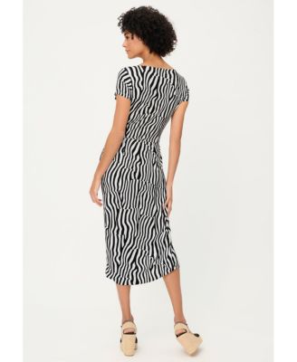 Women's Modern Zebra Faux Wrap Dress