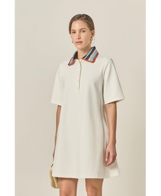 Women's Knitted Collar A-Line Shirt Dress