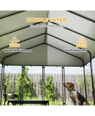 Dog Cage Crate Pet Kennel House Metal Playpen Patio Shelter w/Roof