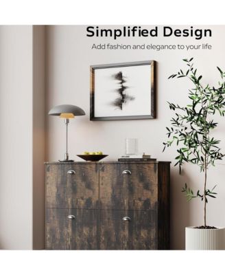 Hidden Slim Narrow Shoe Rack Cabinet - Waterproof MDF Wood Shoe Cabinet with 4 with Flip-Top Drawers for Entryway, Foyer, Hallway