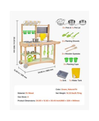 Kids Outdoor Mud Kitchen Playset with Sink, Canopy & Accessories
