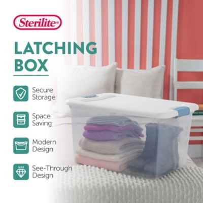 64 Qt Latching Box Stackable Storage Container with Lid, 8 Pack