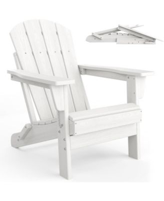 Folding Adirondack Chairs Set of 2 with Side Table, HDPE Plastic Outdoor Chairs with Wood Texture - 380 LBS & Weather Resistant for Fire Pit