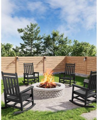 Poly Lumber Rocking Chair Outdoor Set of 4 – HDPE High Back Porch Rockers for Adults – All Weather Patio Furniture