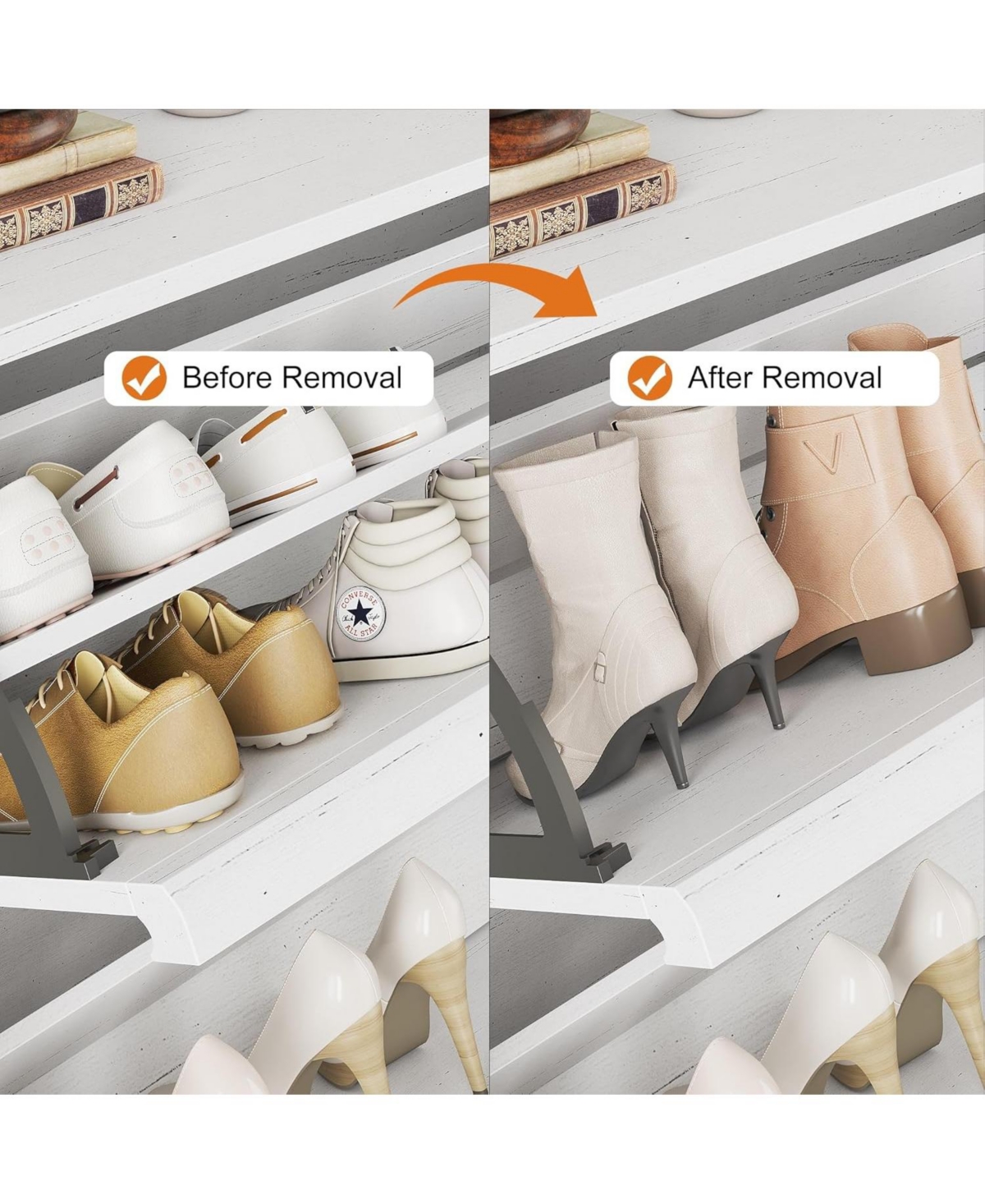 gaomon Freestanding Shoe Cabinet - 4 Flip Drawers + Drawer Adjustable Wooden Entryway Organizer