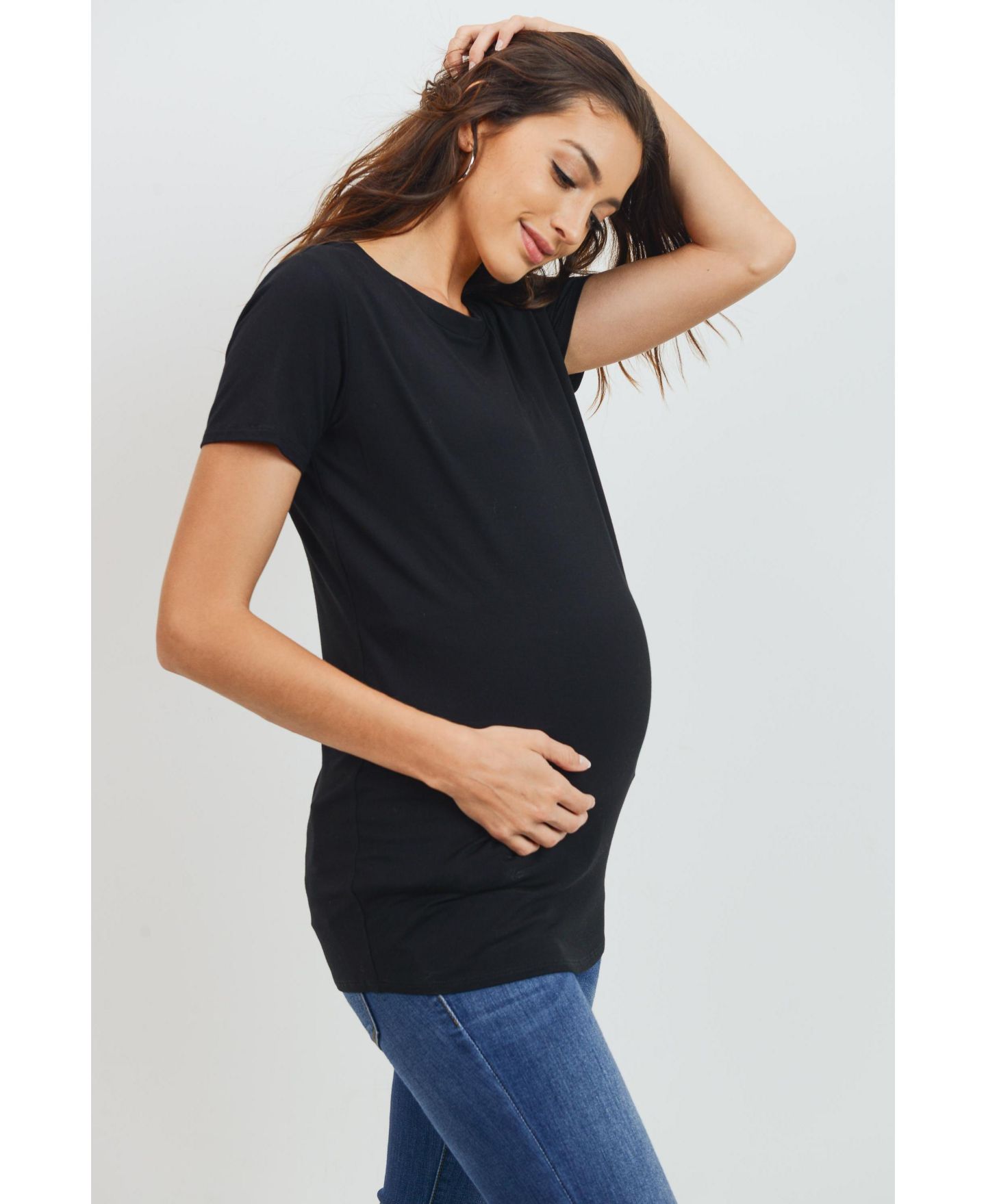 Женские футболки Hello Miz Maternity Short-Sleeve Crewneck T-Shirt Top, цвет: Чёрный — фото 2