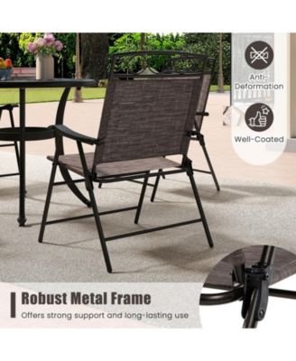 4 Pack Patio Folding Chairs Outdoor Dining Chairs w/ Backrests & Armrests