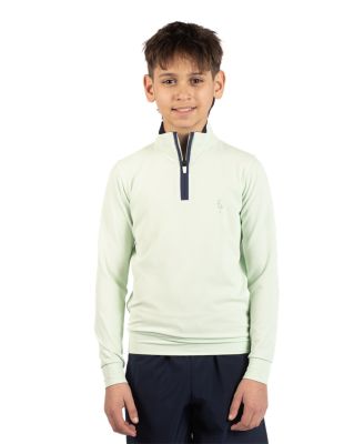 Boys Micro Grid Textured Performance Quarter Zip
