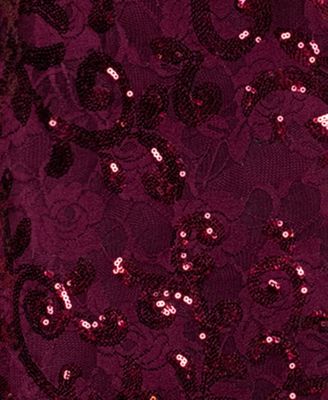 Juniors' V-Neck Sequin Lace-Up Gown