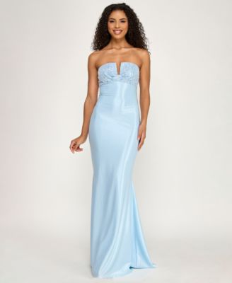 Juniors' Strapless Beaded Maxi Dress