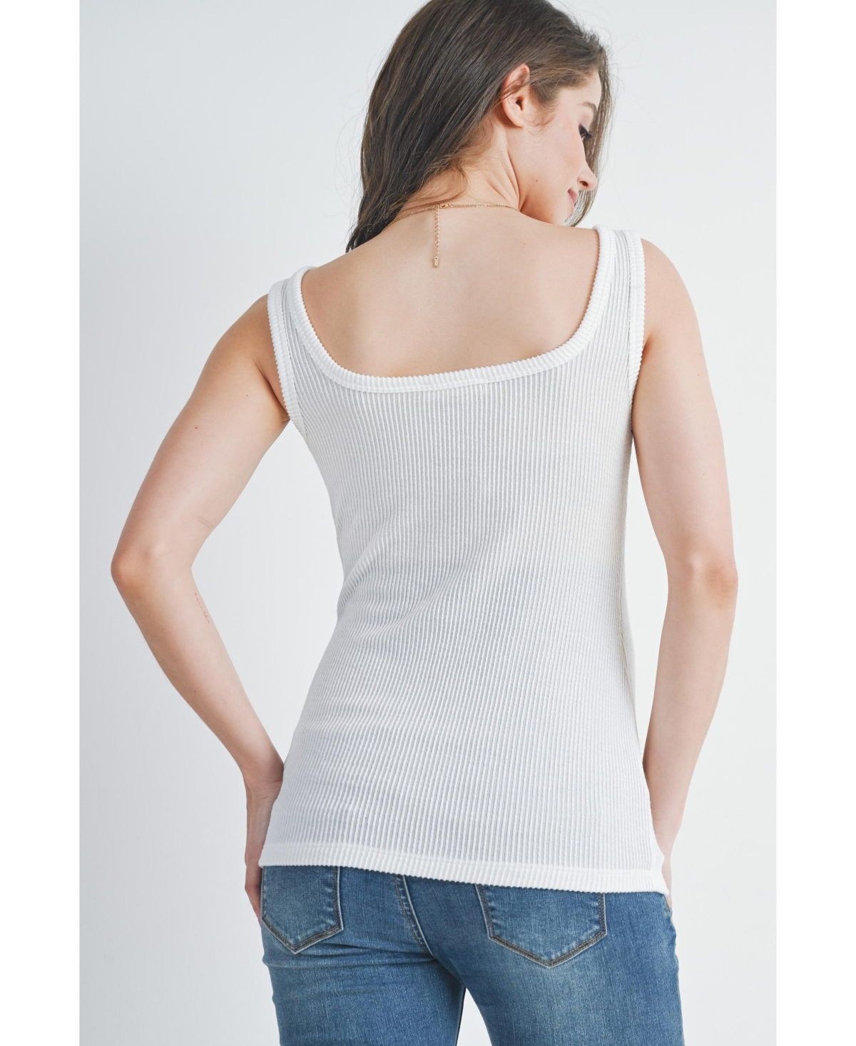 Hello Miz Maternity Square Neck Ribbed Sleeveless Tank Top