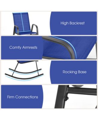 4 PCS Patio Rocking Chair Outdoor Ergonomic Rockers w/ Breathable Fabric Seat