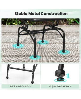 Patio Rocking Chairs Set of 4 w/ Metal Mesh Backrest & Seat Armrests