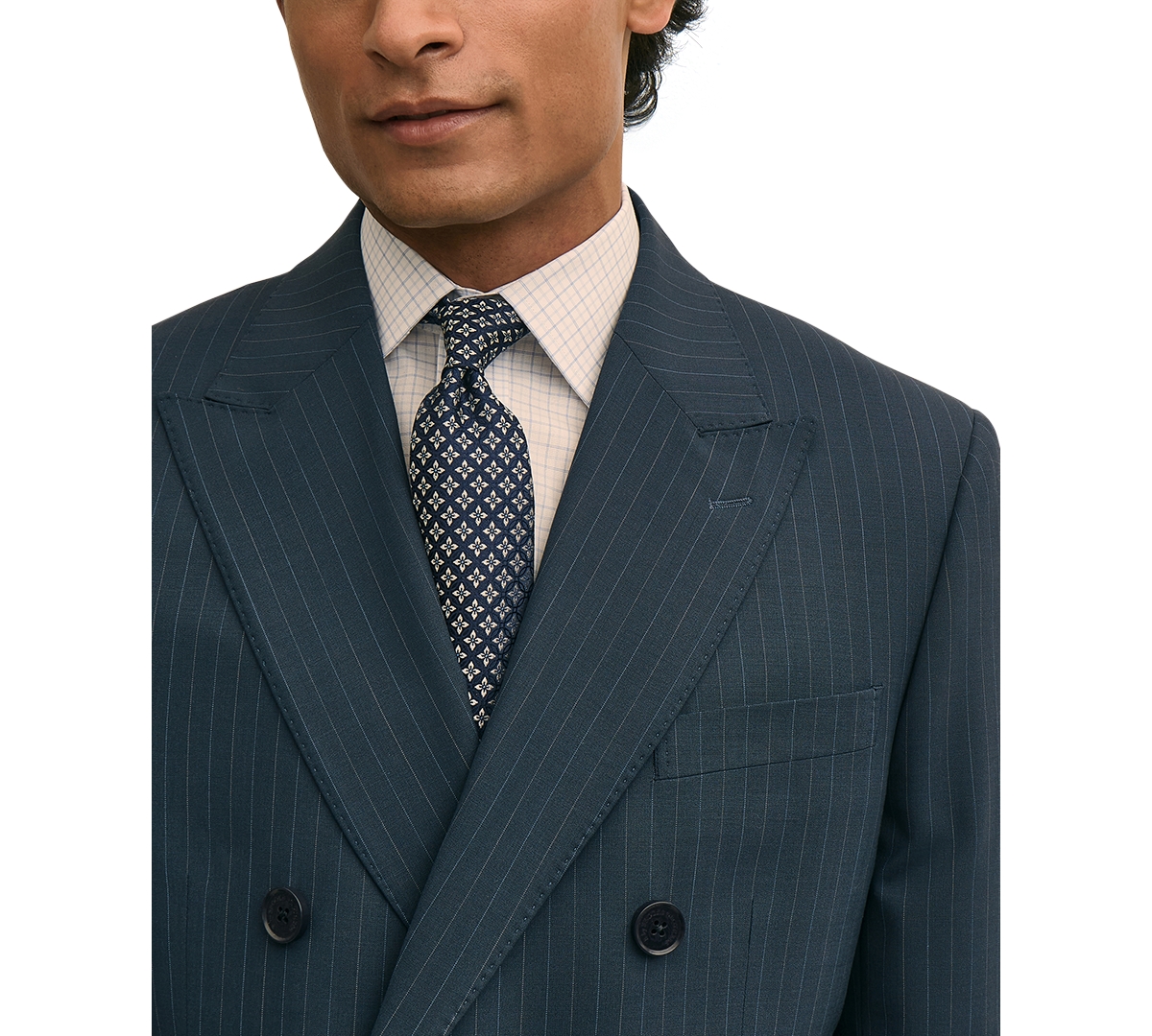 B by Brooks Brothers Men's Pinstripe Double-Breasted Suit Jacket