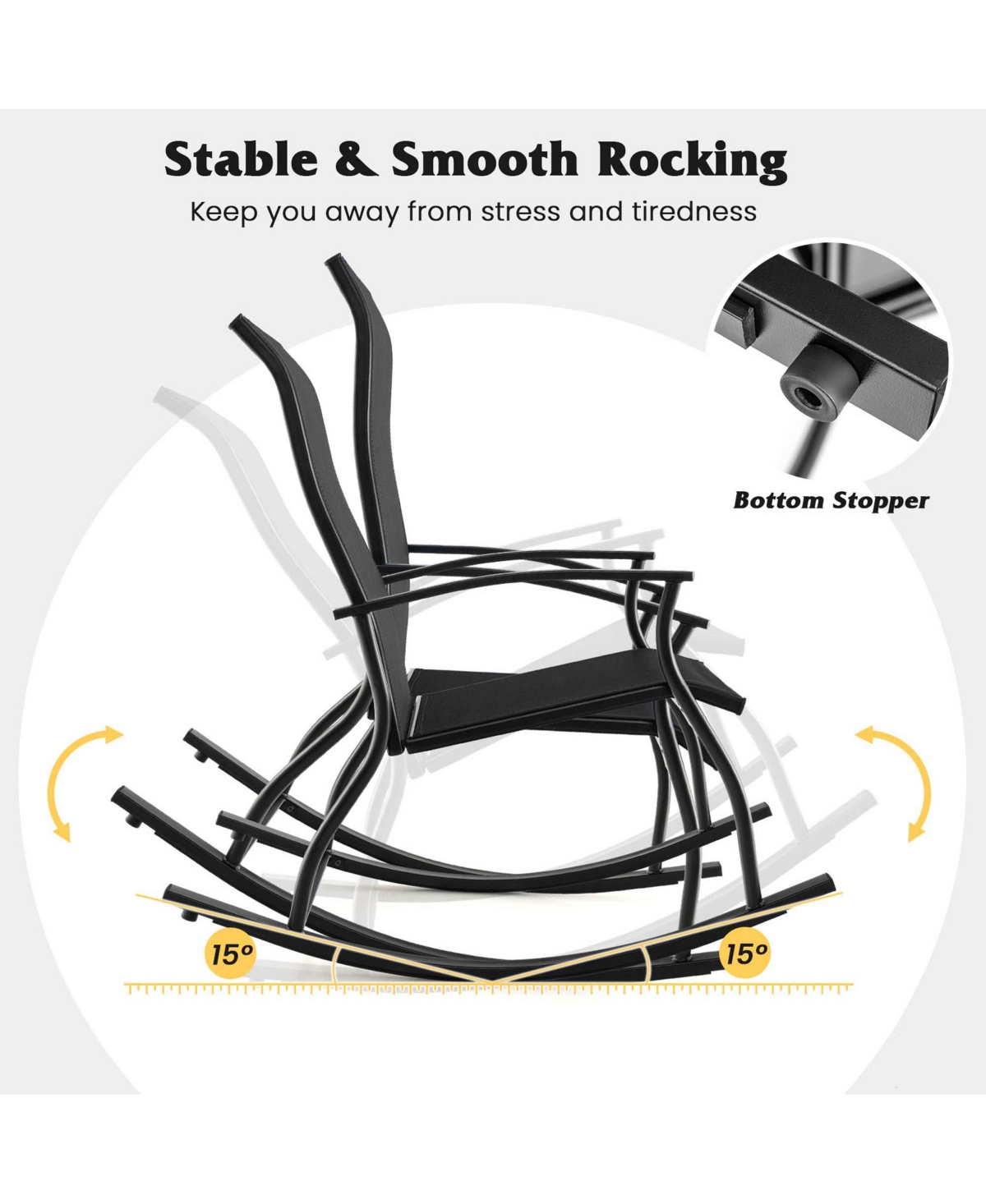 Gymax Set of Outdoor Rocking Chair Patio Rocker w/ Breathable Fabric