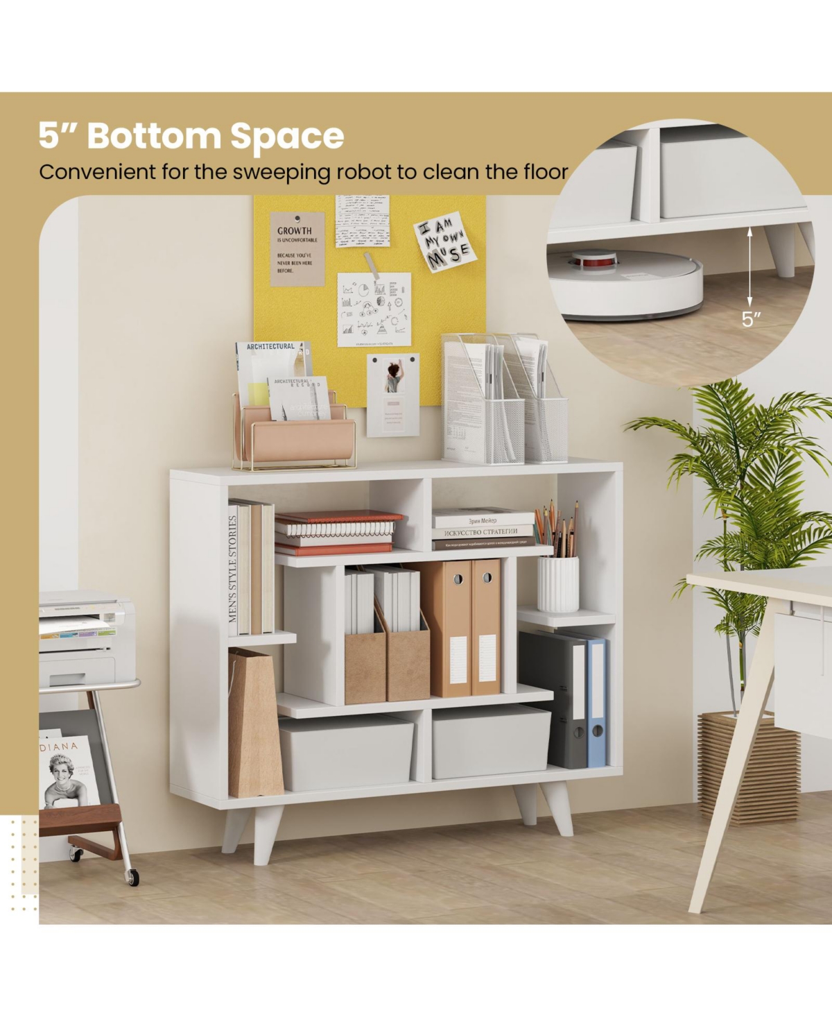 Sugift Geometric Bookcase with Anti-Tipping Kit and Storage Shelving Unit