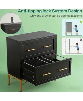 2-Drawer File Cabinet with Adjustable Rails, Modern Sleek Office Storage Cabinet with Metal Handle for Letter/Legal/A4 Size