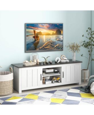 TV Stand with 2 Cabinets and Open Shelves for TVs up to 65 Inch-