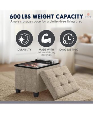 Small Rectangle Storage Ottoman Foot Stool with Legs