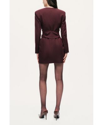 Women's Tailored Pinstripe Wrap-Waist Mini Dress