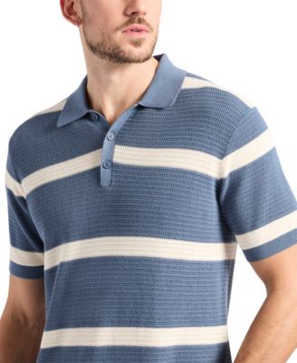 Men's Winder Textured Striped Polo Sweater