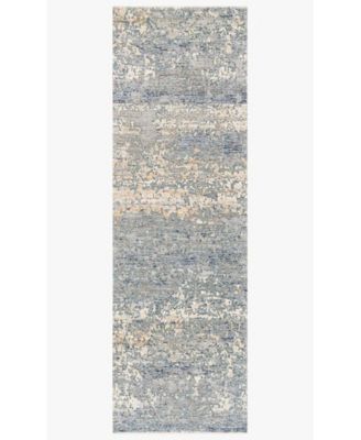 Pandora PAN-05 Blue/Gold 2'6" x 8' Runner Area Rug