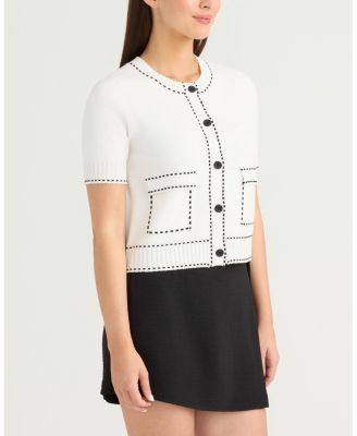 Women's Short Cardigan with Stitch Detailing