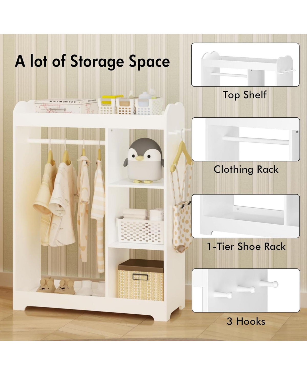 Rainsken Wooden Dress Up Clothes Rack