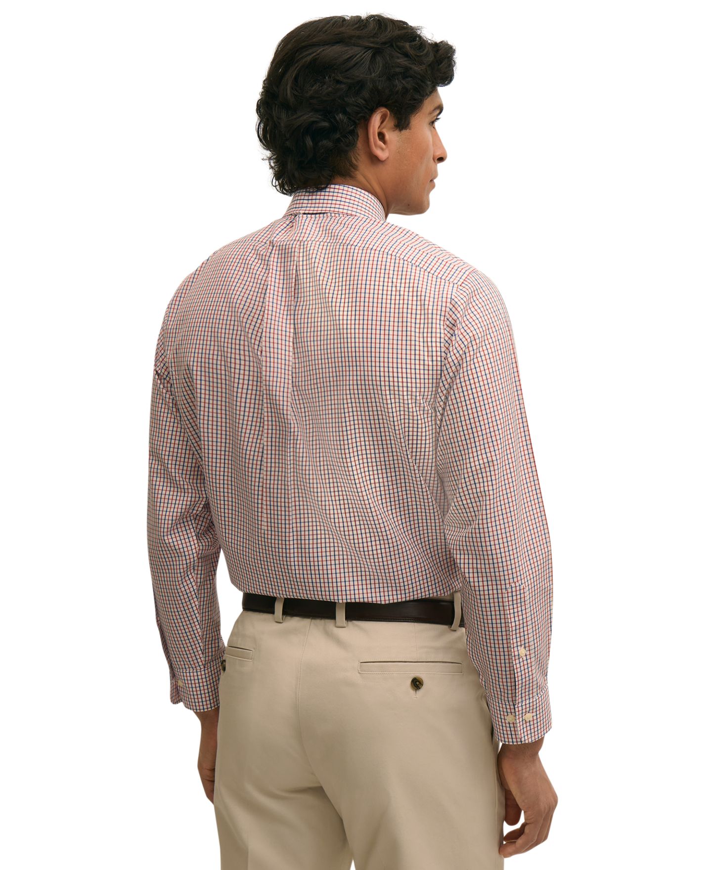 Мужская рубашка Brooks Brothers Striped Polo Button-Down Dress Shirt, цвет: Светлый бежевый / Синий — фото 3