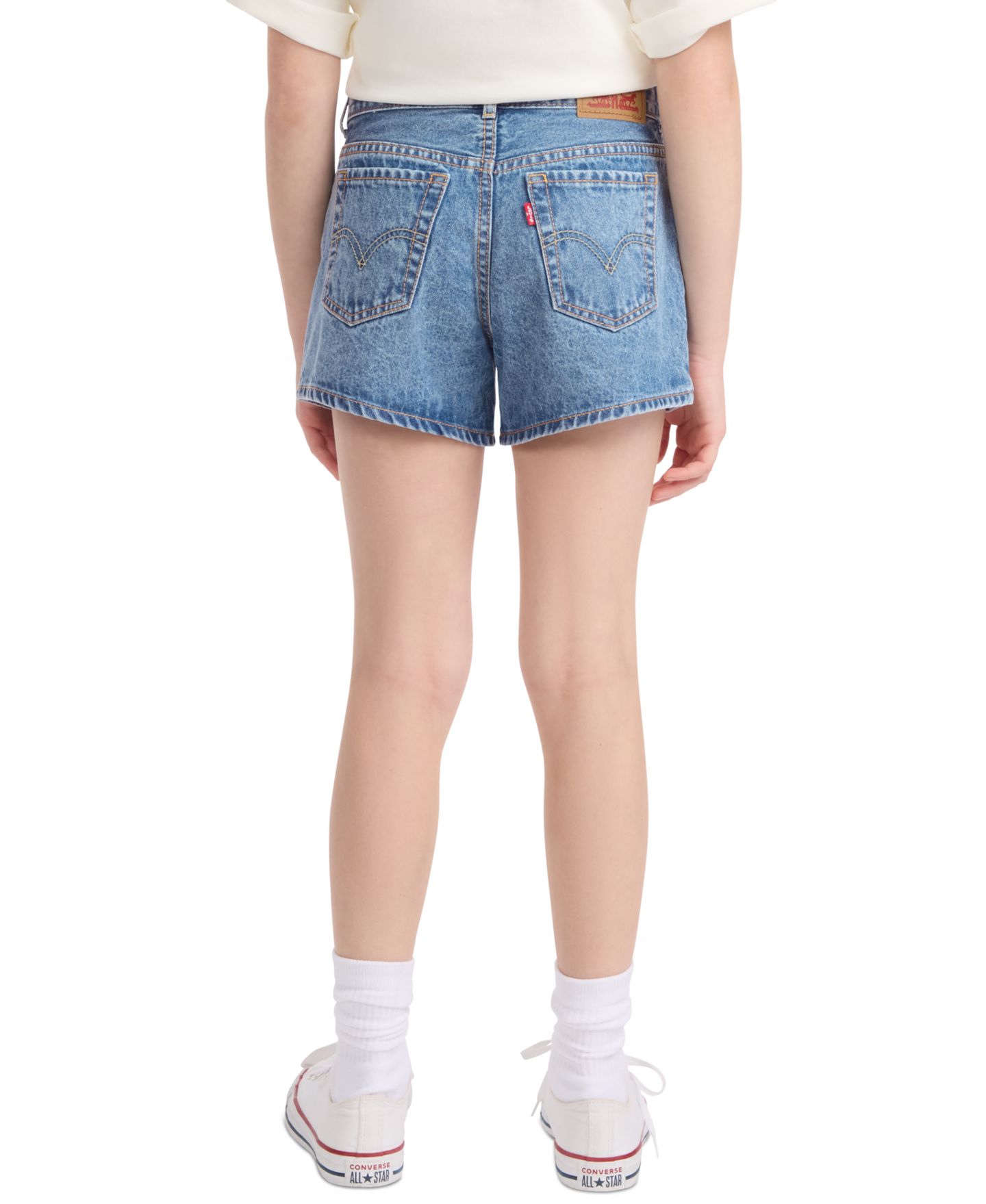 Шорты Levi's Embroidered Mini Mom Shorts для девочек, цвет: Coastal Drift — фото 5