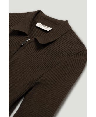 Women's Zip-Front Ribbed Knit Top