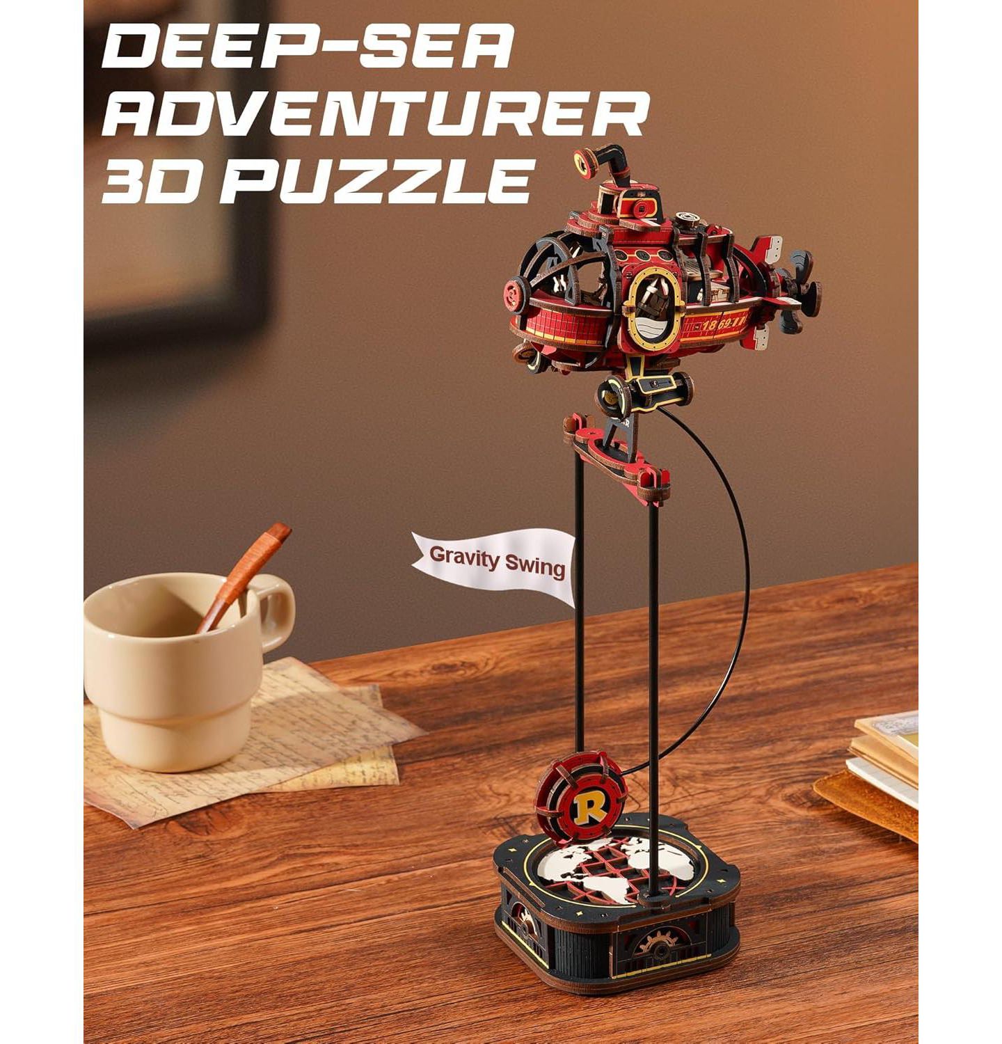 Детские конструкторы Robotime Deep-Sea Adventurer Gravity-Powered 219-Piece Wooden Puzzle, Ages 14+ — фото 7